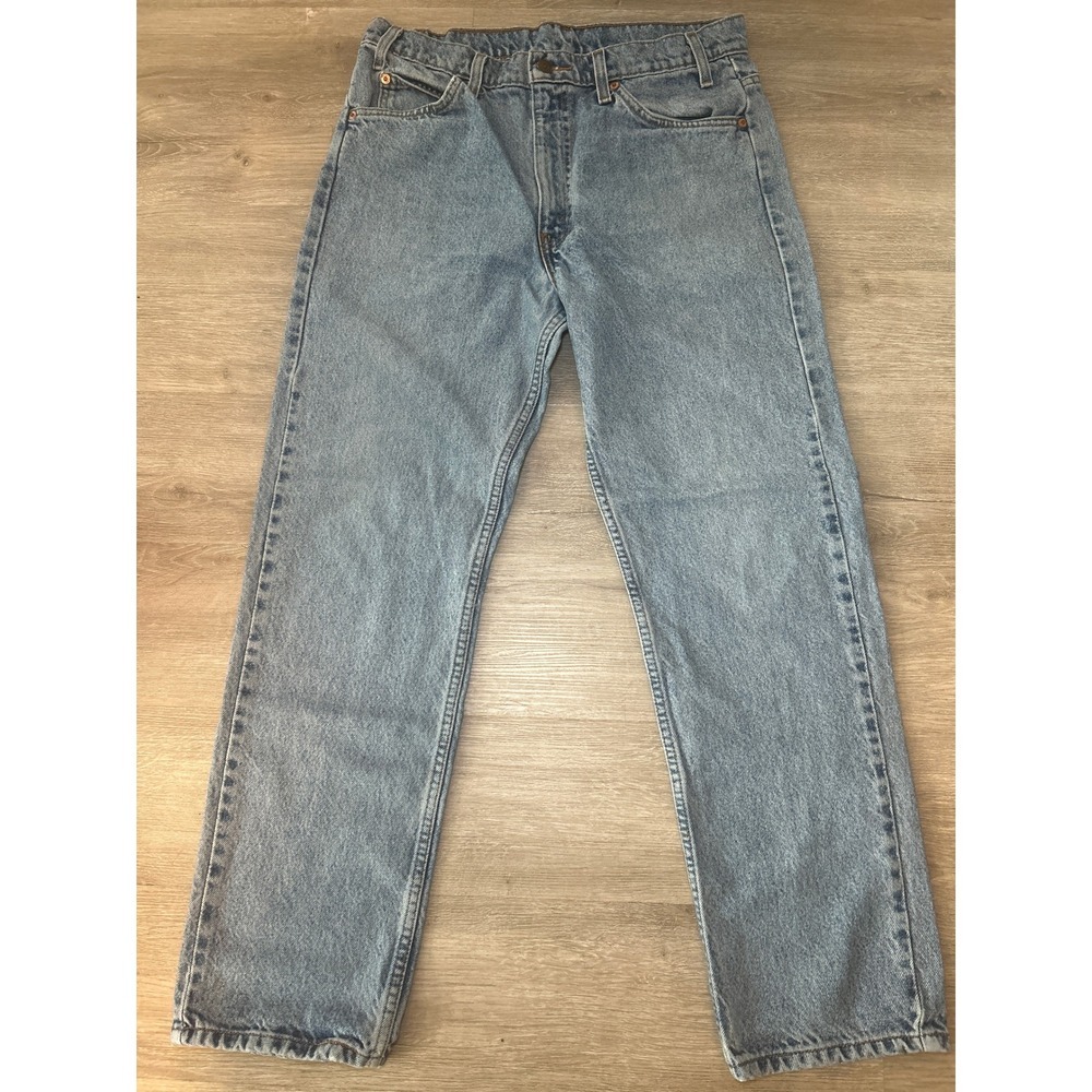 Levi's 505 Regular Fit Straight Leg Orange Tab Jeans 34x30 Medium Light Wash Y2K